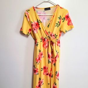 Yellow floral maternity dress